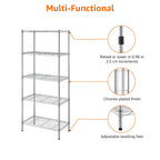Amazon Basics 5-Shelf Tower Adjustable Storage Shelving Unit, Chrome, 16" x 16" x 54", 150 lbs Per Shelf