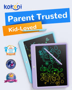 KOKODI LCD Writing Tablet, 12 Inch Colorful Toddler Doodle Board Drawing Tablet, Erasable Reusable Electronic Drawing Pads, Educational and Learning Toy for 3-6 Years Old Boy and Girls(Blue)