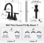 Matte Black Bathroom Faucet, Hurran 4 inch Centerset 2-Handle Lead-Free