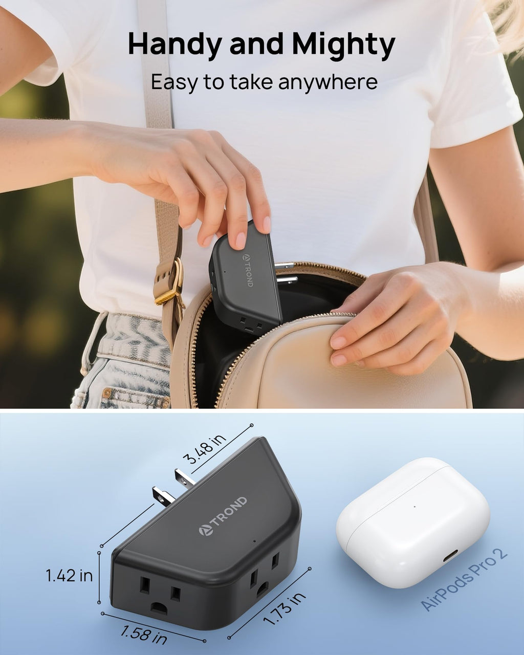 TROND Multi Plug Outlet Extender 2 Pack, Outlet Splitter for Bathroom