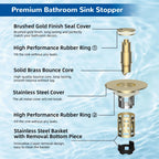 Hibbent Upgraded 3 in 1 Bathroom Sink Drain Strainer, Pop Up Stopper