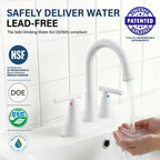 Matte Black Bathroom Faucet, Hurran 4 inch Centerset 2-Handle Lead-Free