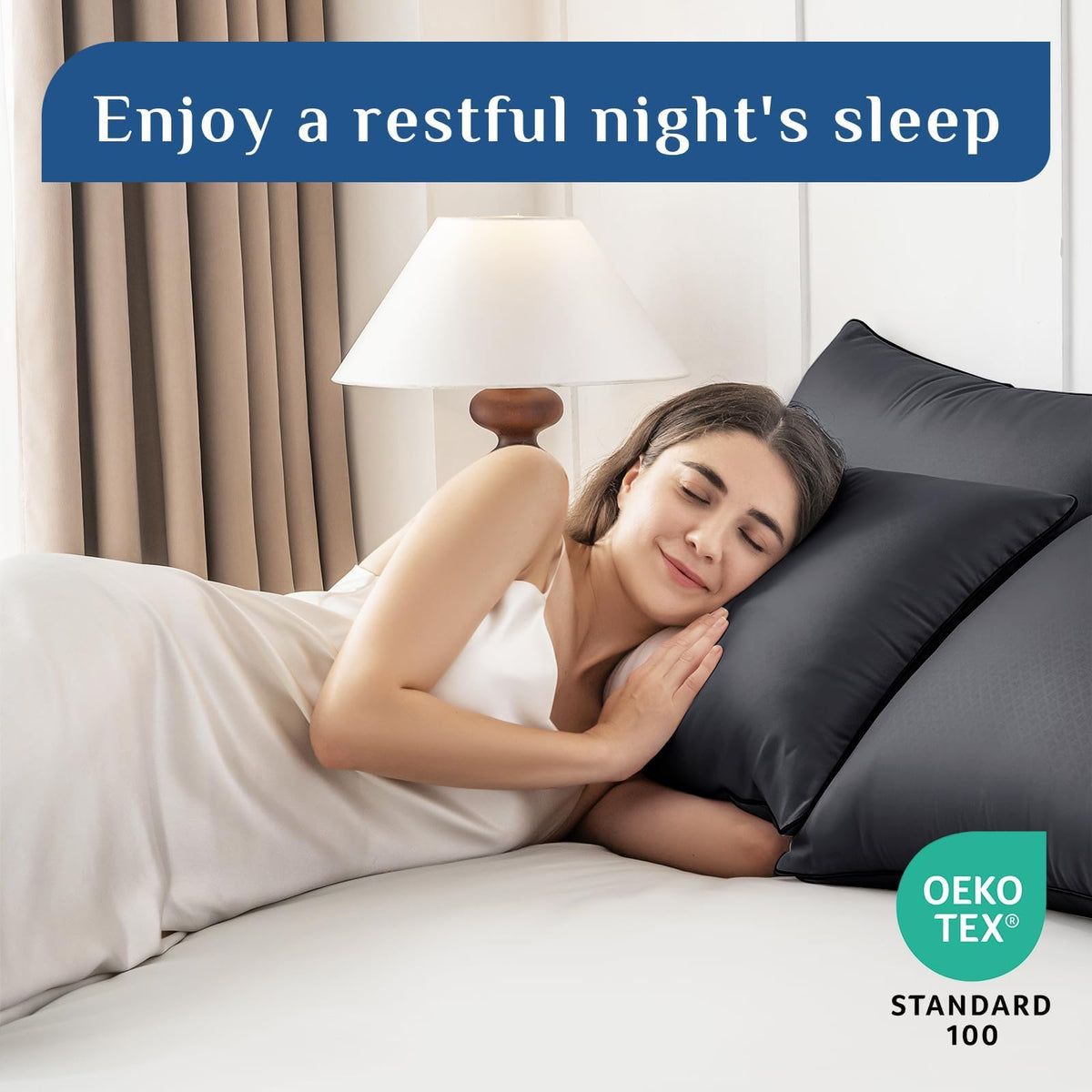 JOLLYVOGUE Firm King Size Pillows Set of 4, Cooling Supportive Bed Pillows with Oeko-Tex Certified Soft Down Alternative Fill, Luxury Hotel Quality for Back, Stomach and Side Sleepers