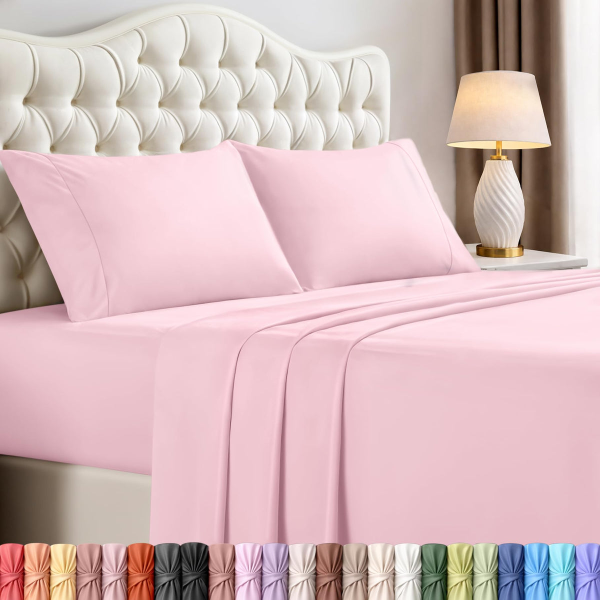 Queen Sheet Set, 4 Pieces 16" Deep Pocket Hotel Luxury Sheets, Heather Sage