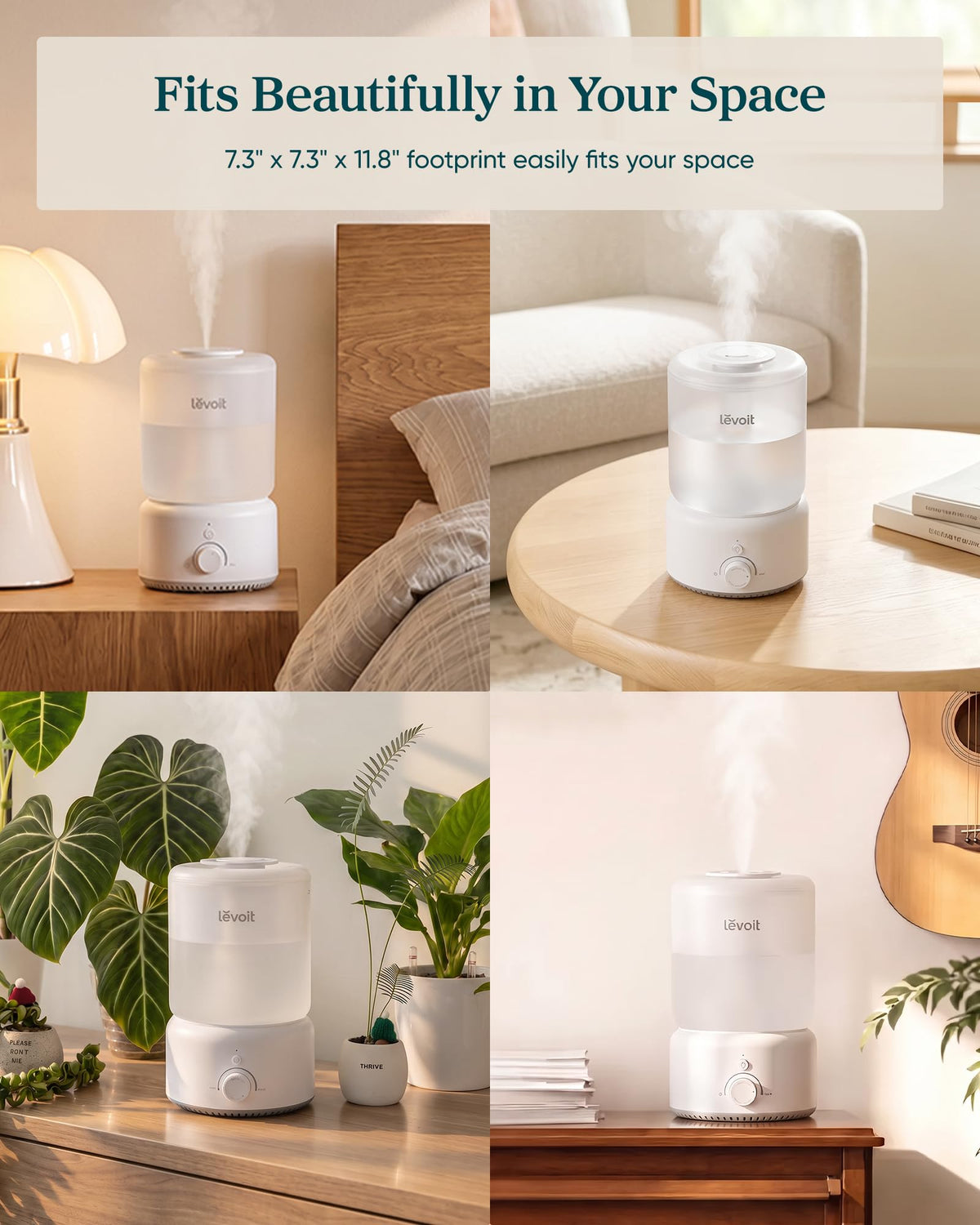 Levoit Top Fill Humidifiers for Bedroom, 2.5L Tank for Large Room, 25dB