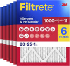 Filtrete 20x25x1 Air Filter, MERV 11, MPR 1000, 6 HVAC Filters
