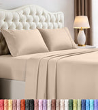 Queen Sheet Set, 4 Pieces 16" Deep Pocket Hotel Luxury Sheets, Heather Sage