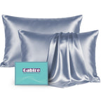 Gabire Mulberry Silk Pillowcases Set of 2, Both Sides Real Silk Pillowcase for Hair and Skin Prevent Acne Pillowcase Organic Silk Pillow case 2 Pack with Hidden Zipper, Navy Blue, Standard (20"×26")