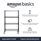 Amazon Basics 5-Shelf Tower Adjustable Storage Shelving Unit, Chrome, 16" x 16" x 54", 150 lbs Per Shelf