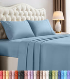 Queen Sheet Set, 4 Pieces 16" Deep Pocket Hotel Luxury Sheets, Heather Sage