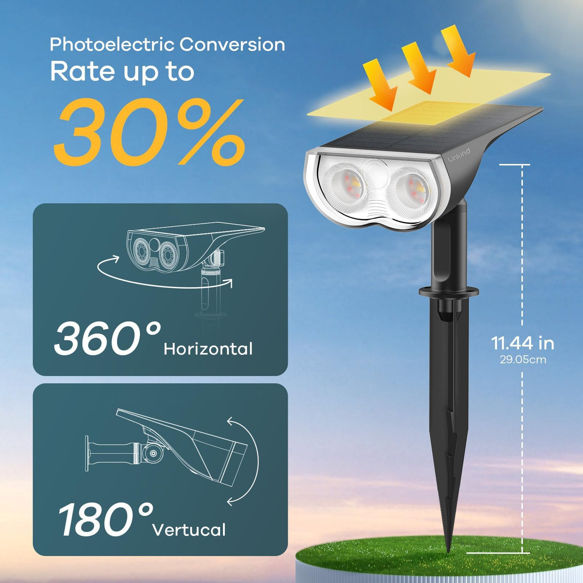 Linkind Halloween Solar Lights Outdoor Spotlight Waterproof RGB 2 Pack