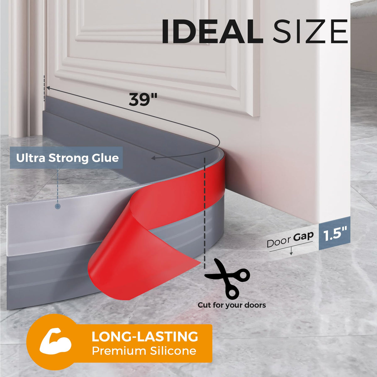 Grotheory 2 Pack Door Draft Stopper, Door Sweep, Weather Stripping Seal