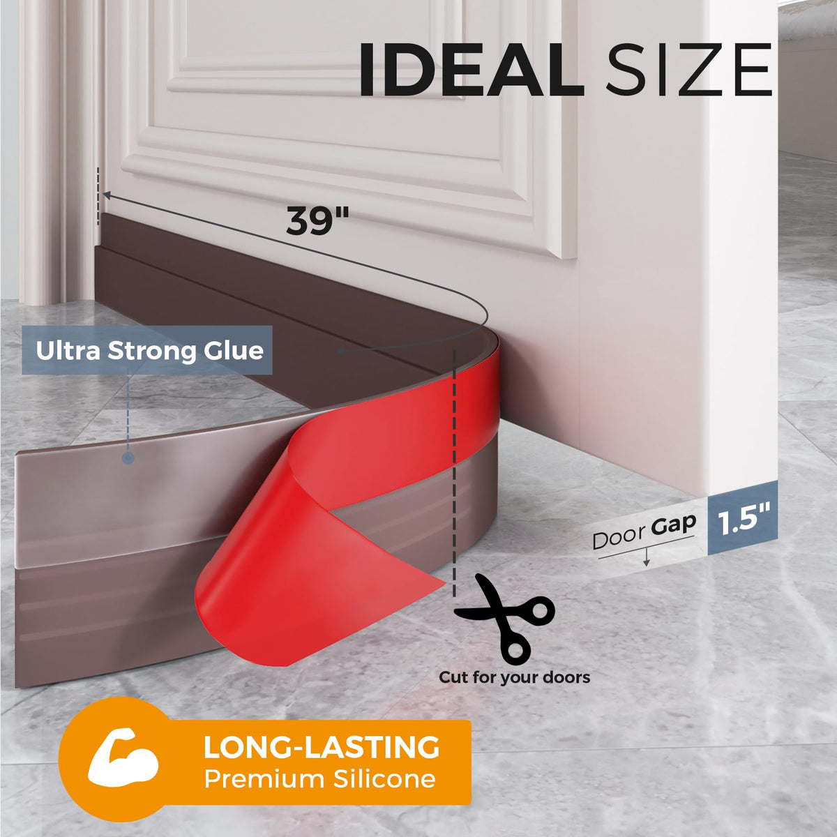 Grotheory 2 Pack Door Draft Stopper, Door Sweep, Weather Stripping Seal