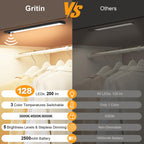 Gritin 10.2inch Under Cabinet Lighting Rechargeable 2 Pack