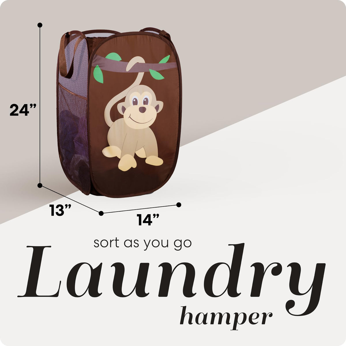 Handy Laundry Collapsible Mesh Pop-Up Hamper with Side Pocket