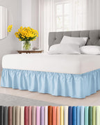 CGK Wrap Around Dust Ruffle Bed Skirt - Full Size, 14" Inch, Light Grey