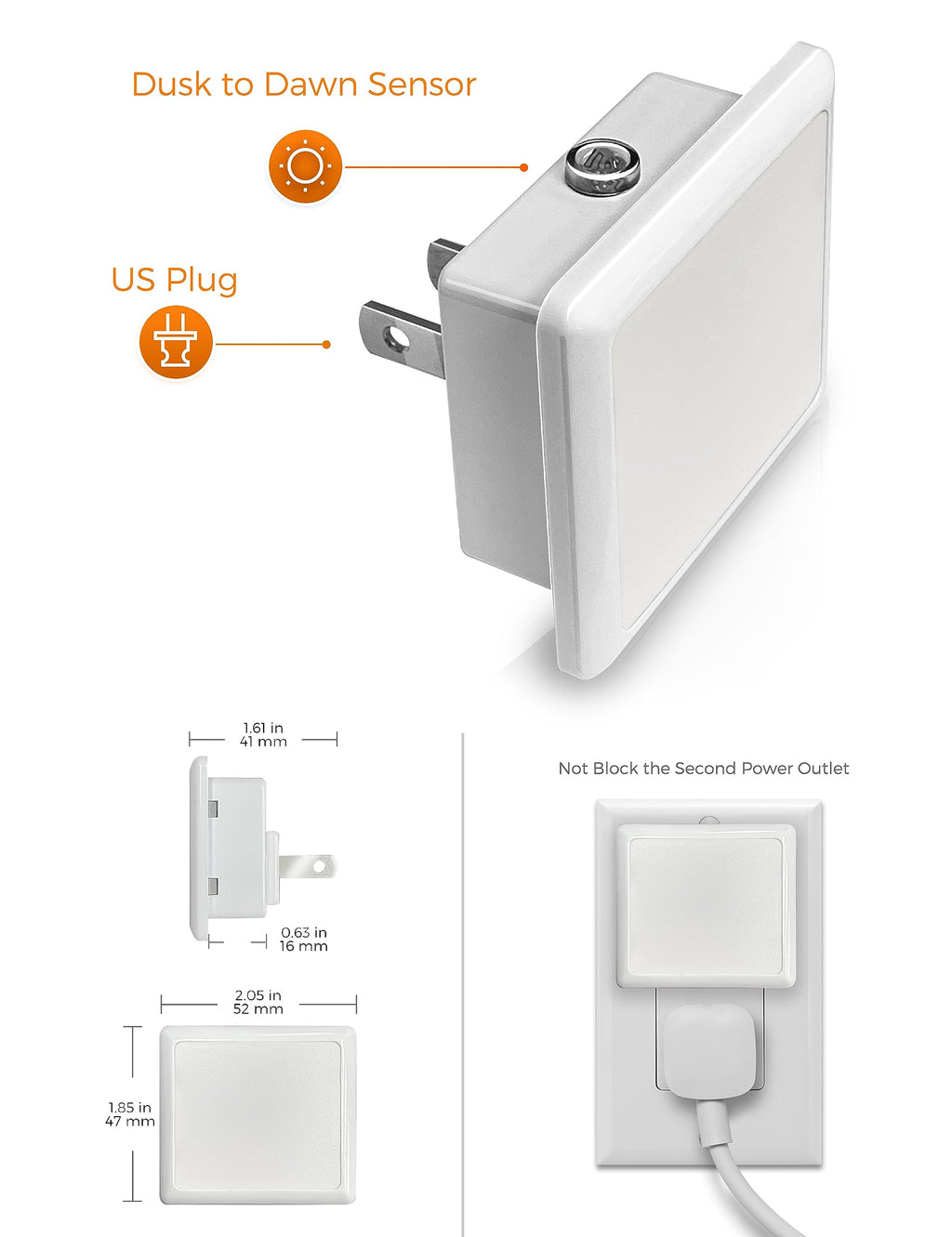 L LOHAS LED Night Lights Plug into Wall 2-Pack, 0.3W Plug in Night Light