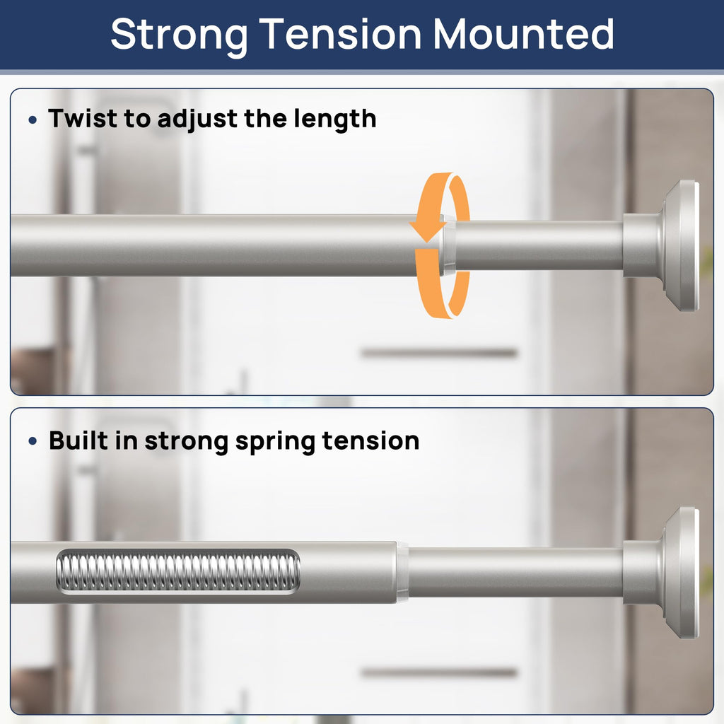 ENJOYBASICS 1" Black Shower Curtain Rod, 30-52" Adjustable, Secure Tension