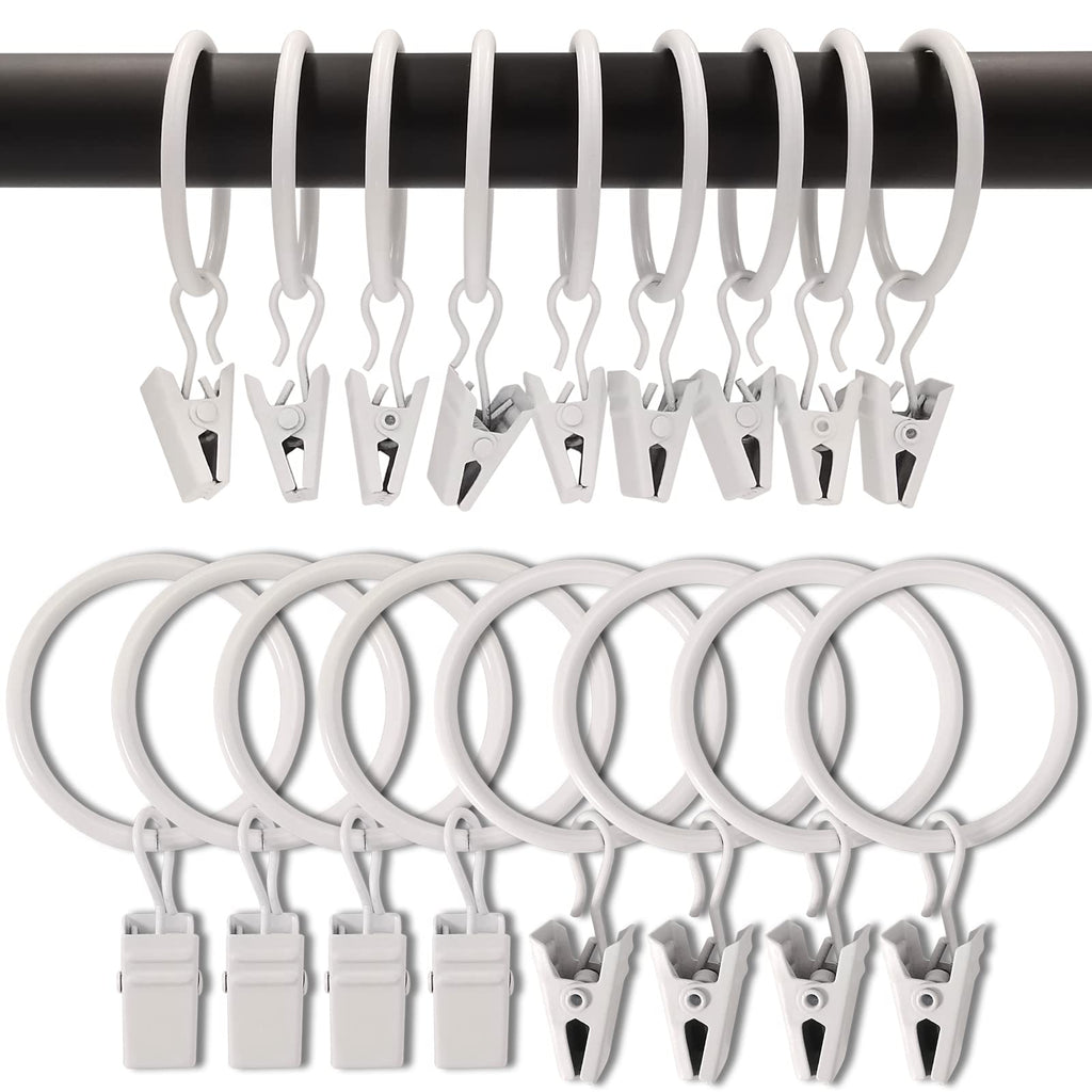 40 Pack Metal Curtain Rings with Clips, 1.5 in ID, Gold