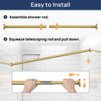 ENJOYBASICS 1" Black Shower Curtain Rod, 30-52" Adjustable, Secure Tension