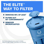 Brita Large 10-Cup Elite Water Filter Pitcher, WQA NSF/ANSI Certified, Reduces 99% of Lead, Microplastics, & 30 Contaminants, BPA-Free, Removes Chlorine Taste & Odor, 1 Filter Included, White