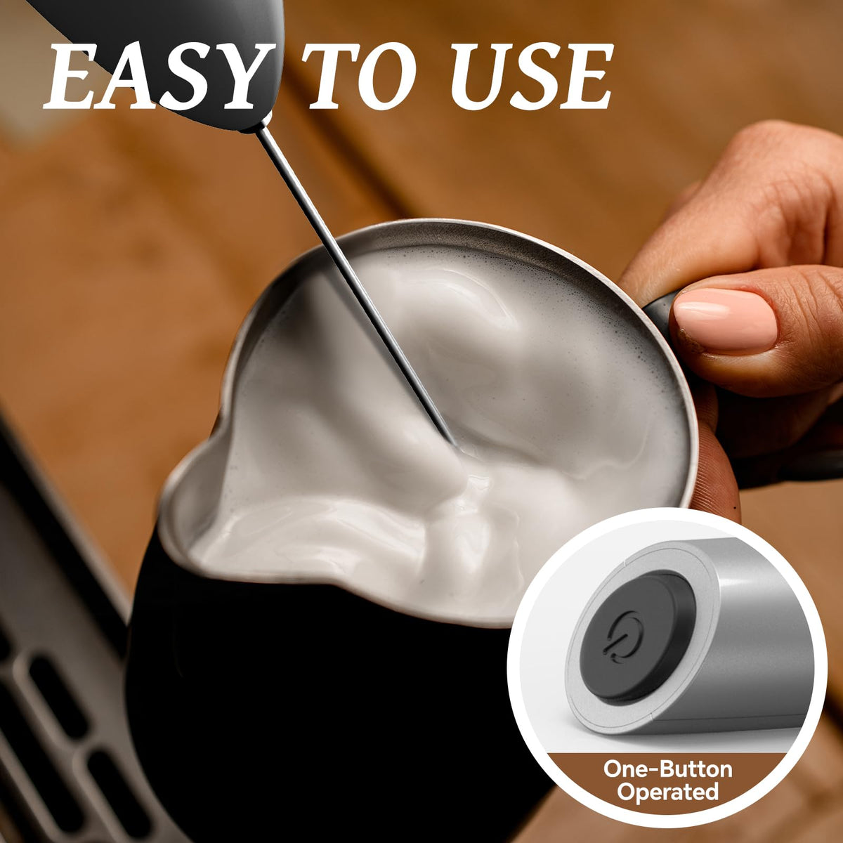 SIMPLETASTE Milk Frother Handheld Electric Foam Maker Battery Operated