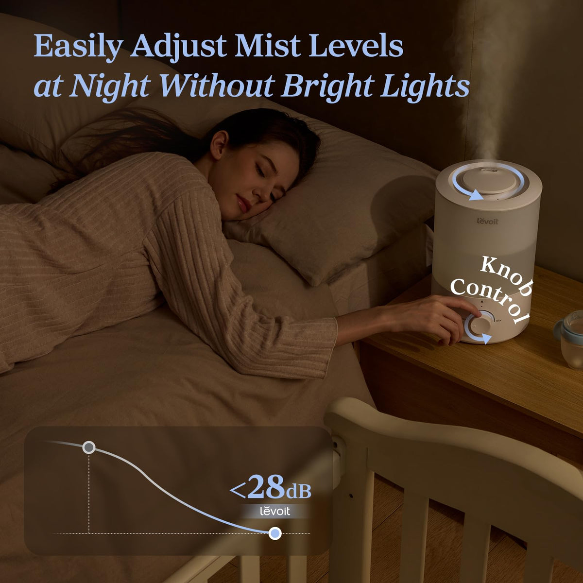 Levoit Top Fill Humidifiers for Bedroom, 2.5L Tank for Large Room, 25dB