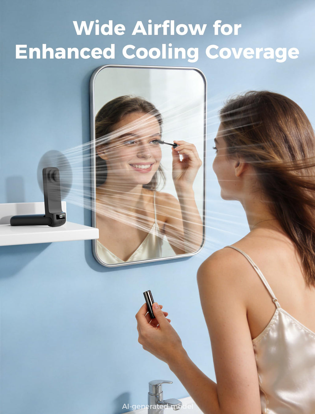 Aecooly Slim Portable Fan, Thin Handheld Fan, USB Rechargeable
