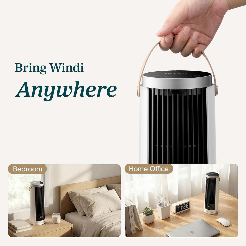 Levoit Tower Fan for Bedroom, 20dB Quiet Desk Fan, Easy to Carry & Plug-in
