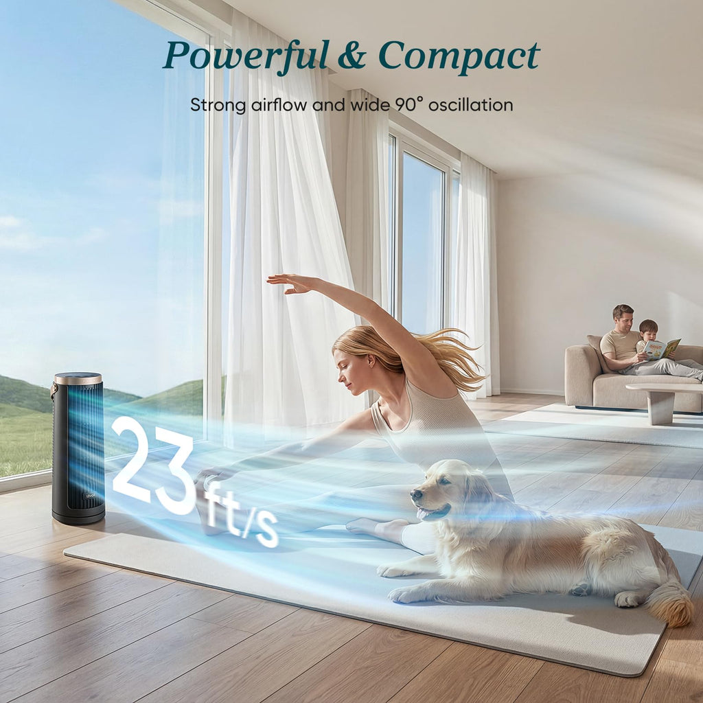 Levoit Tower Fan for Bedroom, 20dB Quiet Desk Fan, Easy to Carry & Plug-in