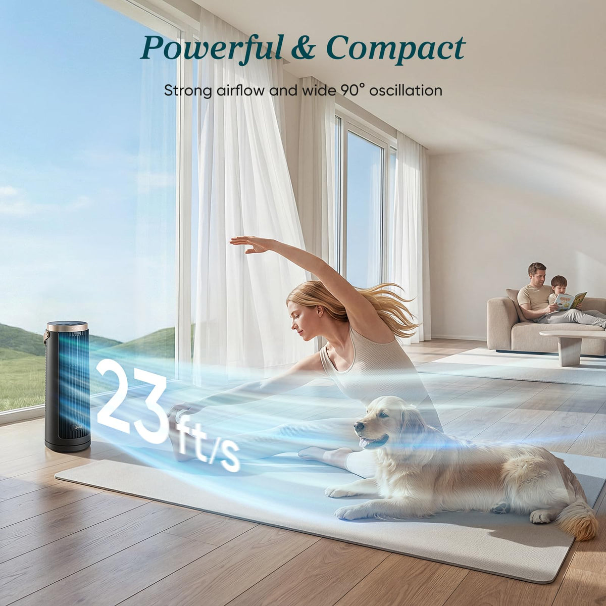Levoit Tower Fan for Bedroom, 20dB Quiet Desk Fan, Easy to Carry & Plug-in
