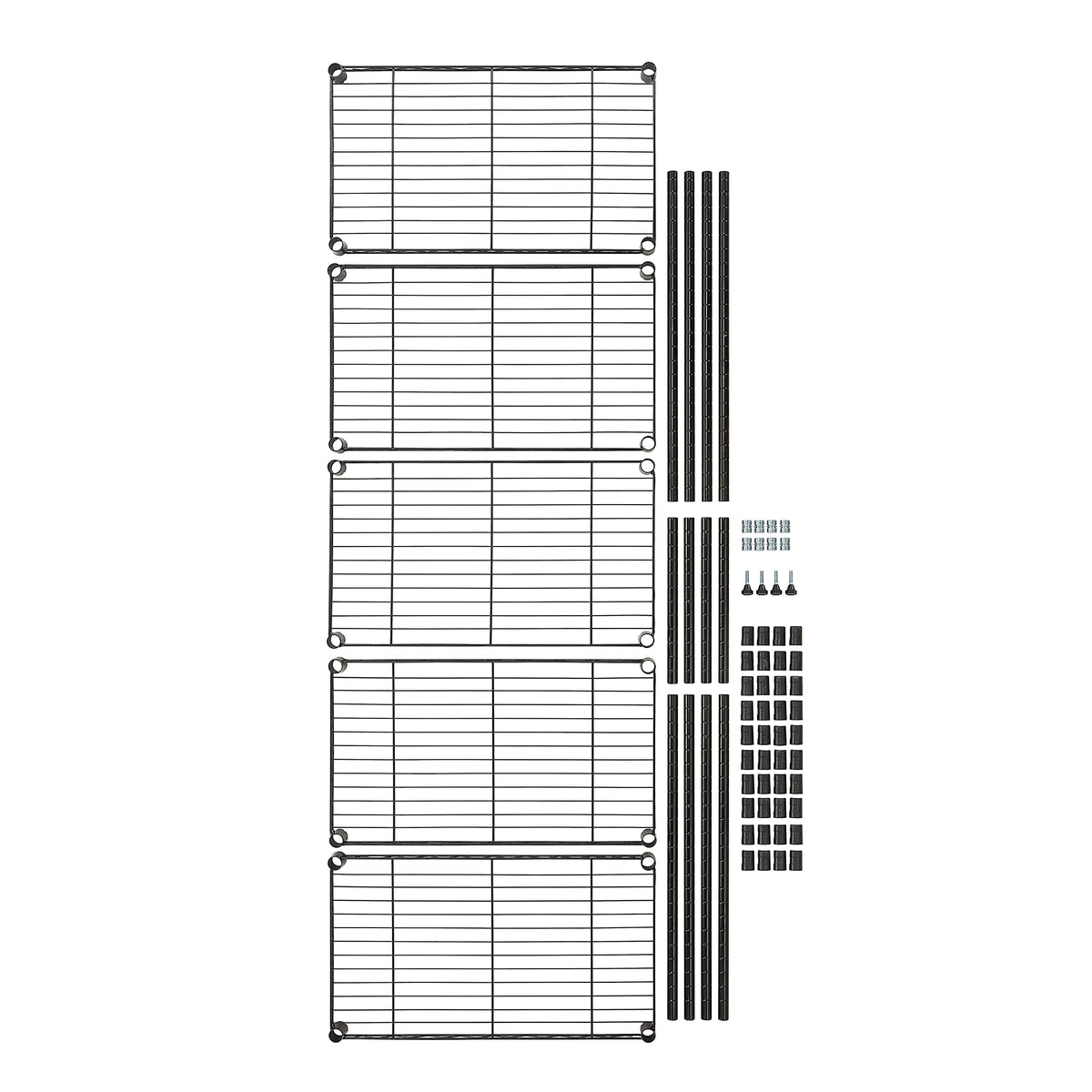 Amazon Basics 5-Shelf Tower Adjustable Storage Shelving Unit, Chrome, 16" x 16" x 54", 150 lbs Per Shelf