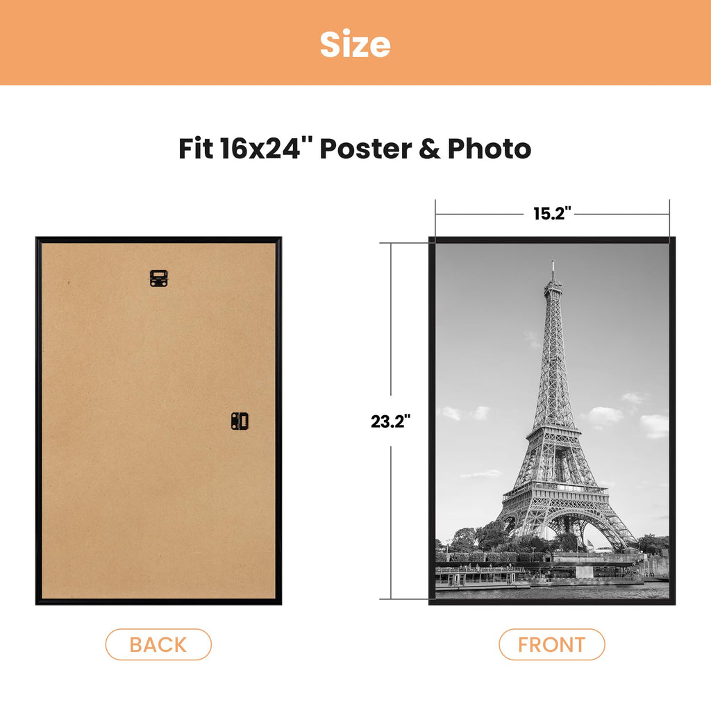 upsimples 12x16 Poster Frame, Easy Slide-In Assembly, White, 3 Pack