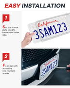 Aujen Silicone License Plate Frames,2 Pack Black Side-Opening License Bracket Holder with Easy Installation, License Plate Frame Without Obstruction.Rustproof, Rattle Proof & Weatherproof Universal