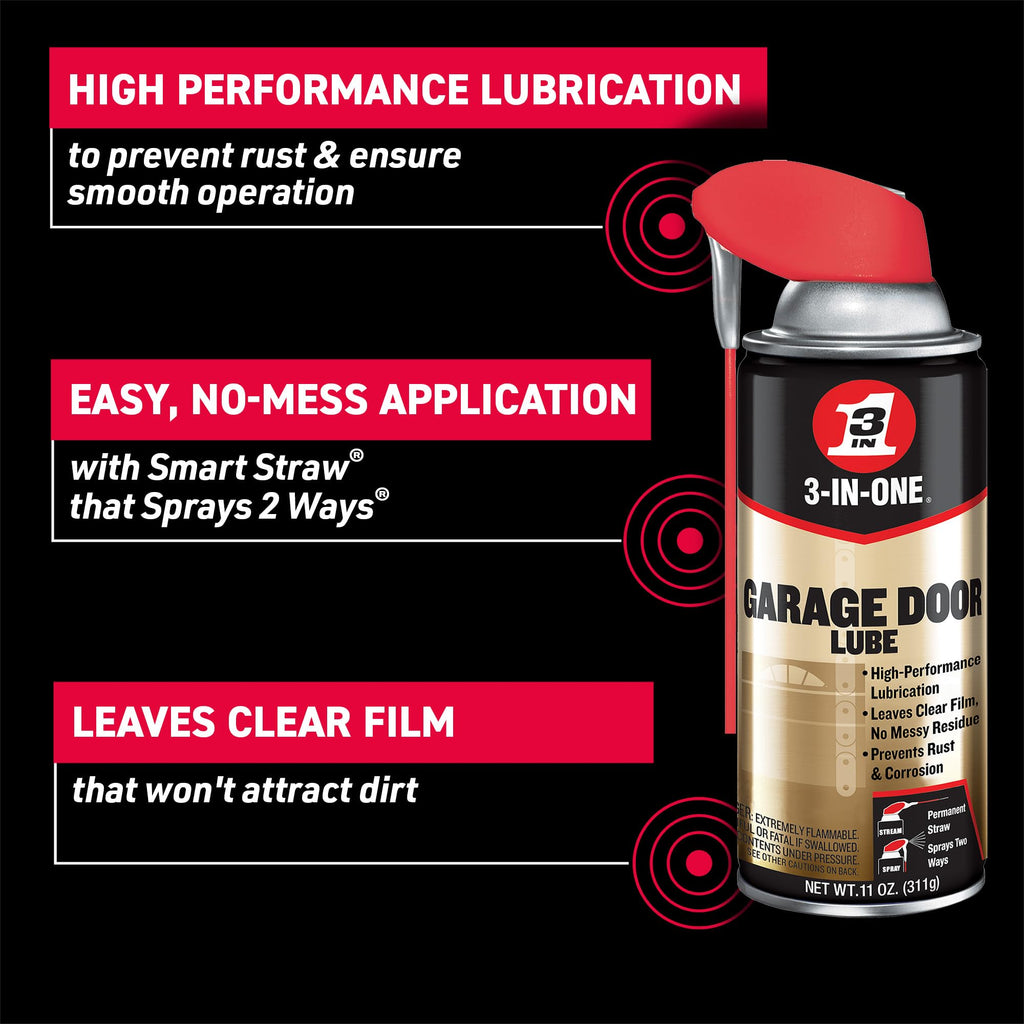 3-IN-ONE Professional Garage Door Lubricant, Smart Straw, 11 OZ [2-Pack]