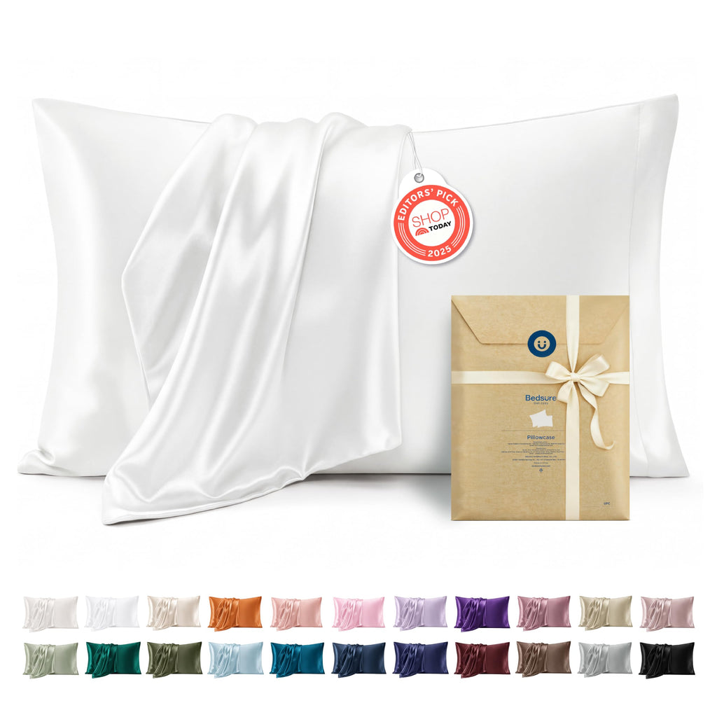 Bedsure Satin Pillowcase Standard Set of 2, Similar to Silk Pillowcase Grey