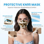 akgk KN95 Face Mask 50 PCS, Breathable Protection Masks, 5-Ply KN95 Black Masks, Cup Dust Safety Masks