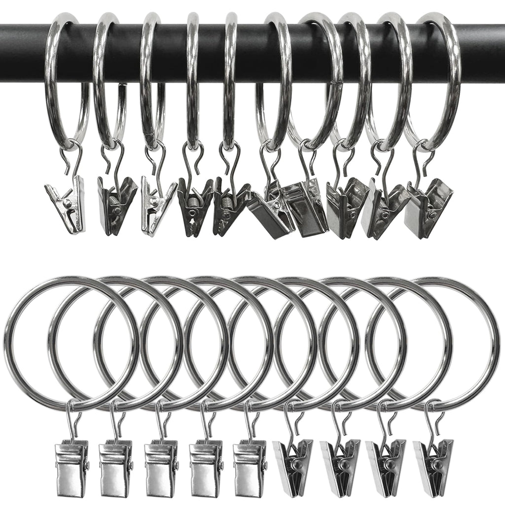 40 Pack Metal Curtain Rings with Clips, 1.5 in ID, Gold
