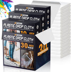 Axgatoxe 12 x 9 Ft Plastic Drop Cloths for Painting (30-Pack)