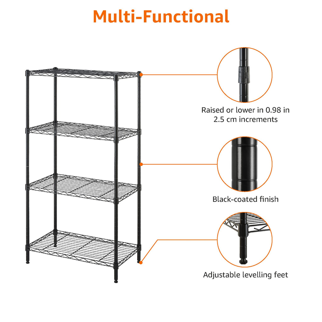 Amazon Basics 5-Shelf Tower Adjustable Storage Shelving Unit, Chrome, 16" x 16" x 54", 150 lbs Per Shelf