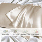 Gabire Mulberry Silk Pillowcases Set of 2, Both Sides Real Silk Pillowcase for Hair and Skin Prevent Acne Pillowcase Organic Silk Pillow case 2 Pack with Hidden Zipper, Navy Blue, Standard (20"×26")