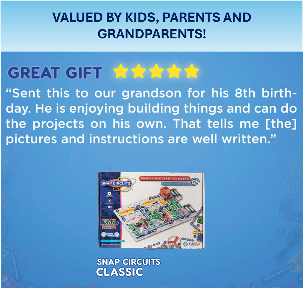 SNAP CIRCUITS Classic SC-300 STEM Electronics Kit, 300+ Projects, Ages 8+