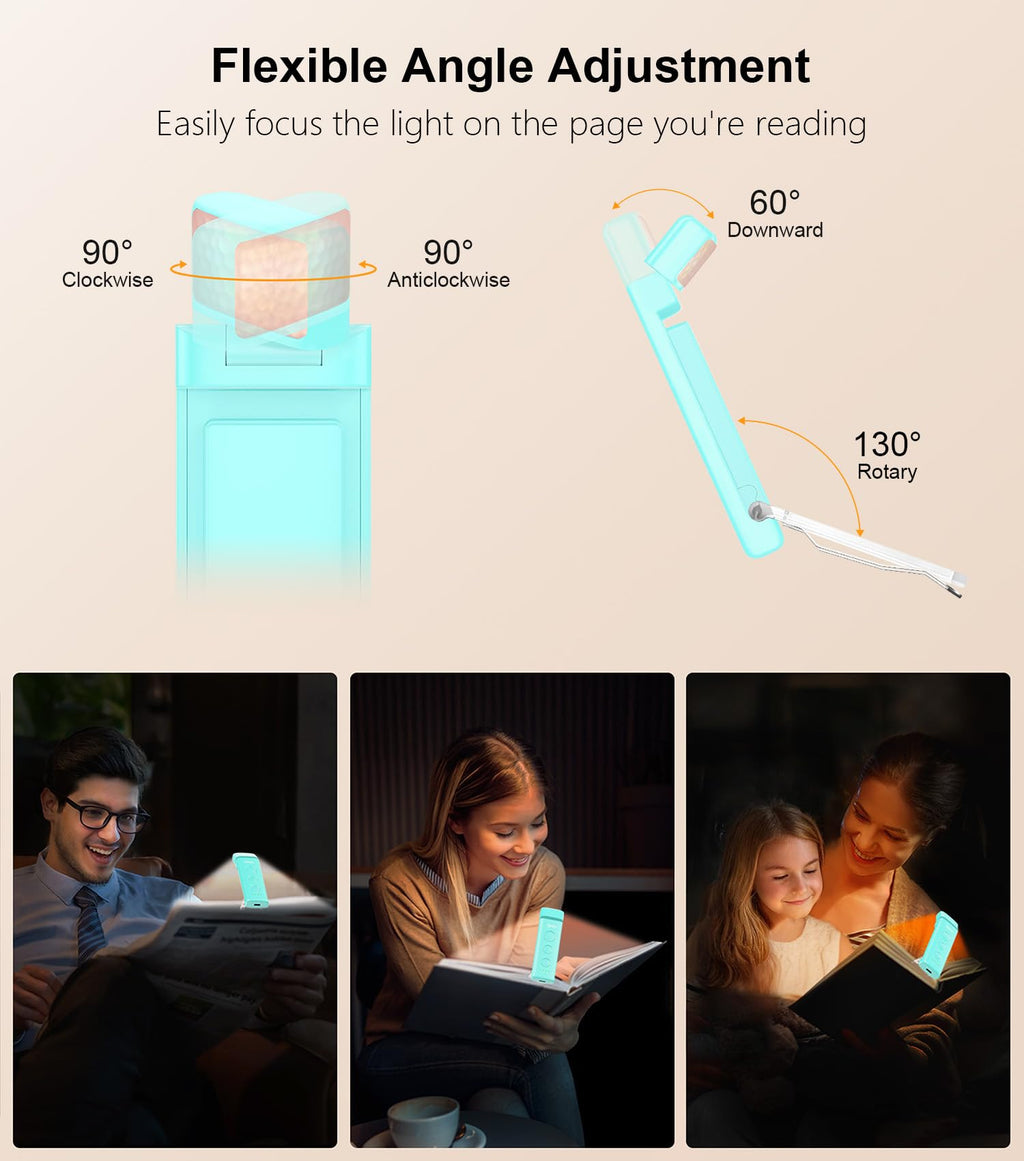 Gritin Book Light Rechargeable, Clip on LED Reading Light for Books in Bed