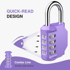Puroma 2 Pack Combination Lock Locker 4 Digits Combo Padlock Gym Black