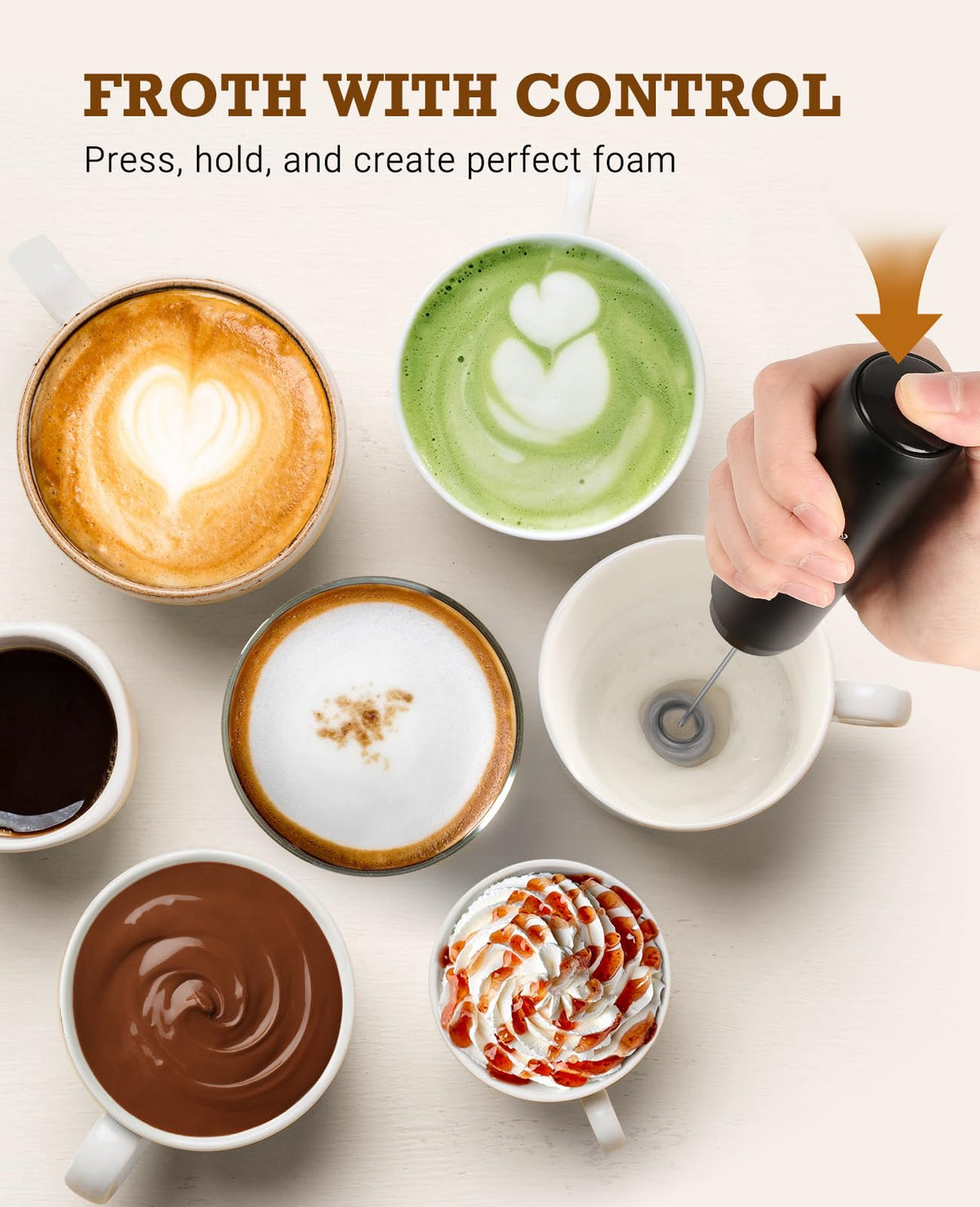 SIMPLETASTE Milk Frother Handheld Electric Foam Maker Battery Operated