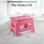Handy Laundry Folding Step Stool 9 Inch, Pink, Non-Slip Holds 300 lbs