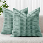 MIULEE Corduroy Decorative Throw Pillow Covers 18x18 Light Brown Pack of 2