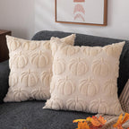 DFXSZ Fall Pillow Covers 18x18 2Pcs Beige Brown Pumpkin Fall Decorations