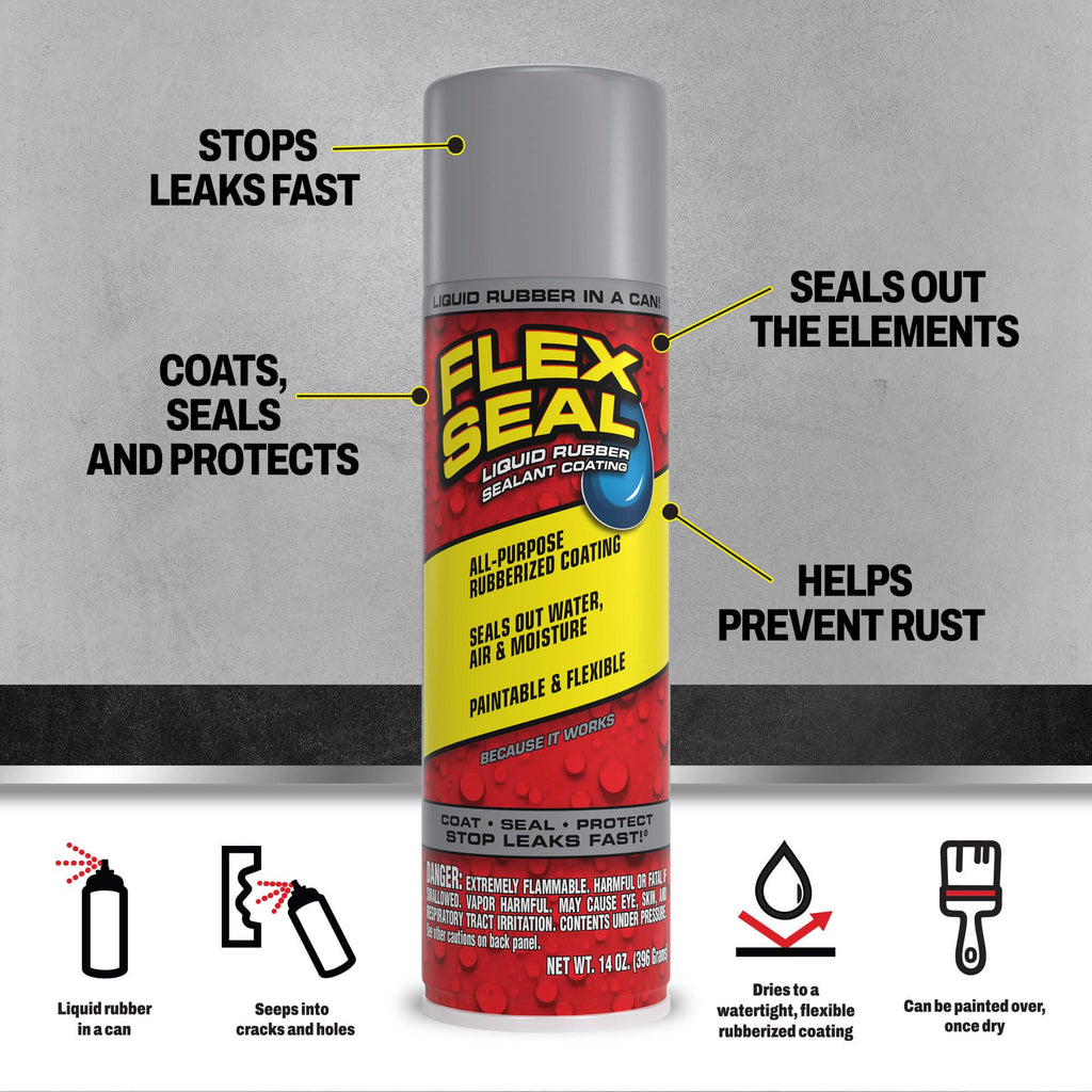 Flex Seal Spray Rubber Sealant Coating, Waterproof, Clear, 17 oz, 2-Pack