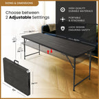 10 PACK of 8 Feet Foldable Table with Built in Handle & Steel Legs | 8 FT Heavy Duty Portable | Perfect for Party, Dining, Wedding, Events, Picnic Indoor, Outdoor, Camping, Temporary - 8 Foot